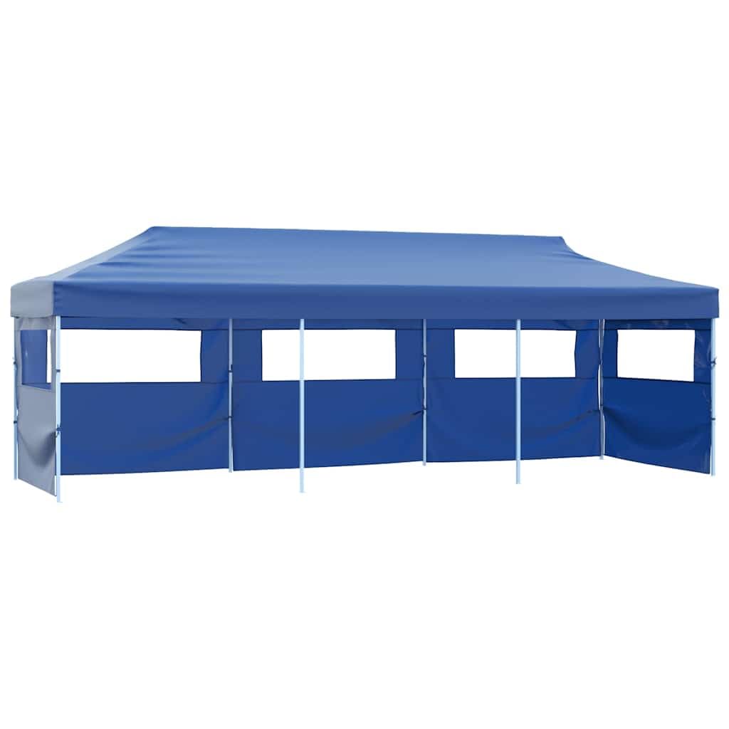 Carpa plegable para fiestas (3 x 9 m, con 5 paredes laterales), color azul | Gran carpa plegable para eventos en el jardín, festivales o camping. Estructura robusta con ventanas.