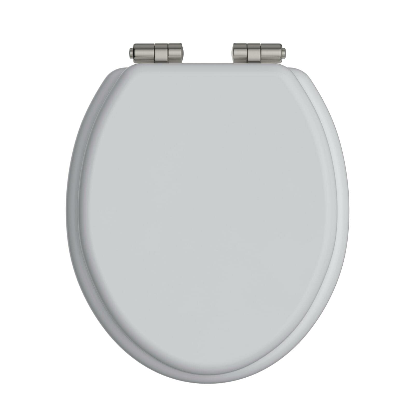 Hpw White Gloss, Brushed Nickel Hinges Heritage White Gloss Toilet Seat With Soft Close Brushed Nickel Hinges