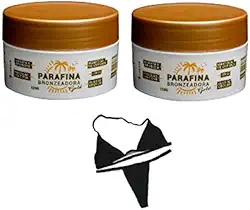 Kit 02 Parafinas Bronzeadora Gold 120g Lorkin + Biquíni para Marquinha tipo Fita em Tecido (Tamanho único)