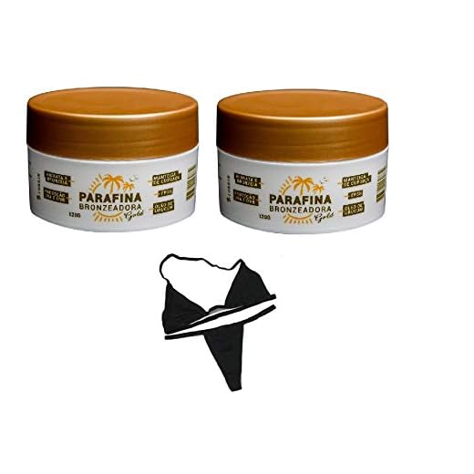 Kit 02 Parafinas Bronzeadora Gold 120g Lorkin + Biquíni para Marquinha tipo Fita em Tecido (Tamanho único)
