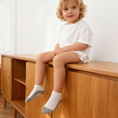 Image of Baby Non Slip Ankle Socks with Grippers for 0 Months-7 Years Old Walking Socks