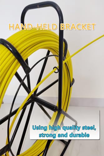 Fish Tape Fiberglass 6MM 500FT Fish Tape Puller Fiberglass Wire Cable Running with Cage [6mm*150m]