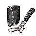 Produktbild Kwak's Autoschlüssel Keyless Schlüssel Kohlefaser Schutzhülle Auto Schlüsselhülle Cover Kompatibel für Volkswagen VW Golf 7 Lamando Skoda Octavia mit Leder Schlüsselanhänger(schwarz)