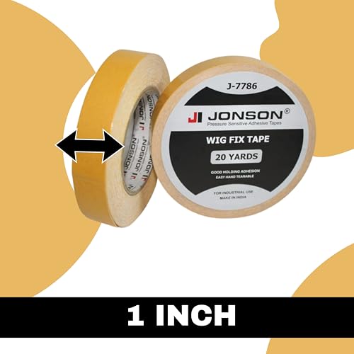 Image of Jonson Yellow Cotton Hair Patch Tape | Strong Hold 7-14 Days | Water & Sweat Resistant | Skin-Friendly | Easy to Apply & Remove | 20 Yards