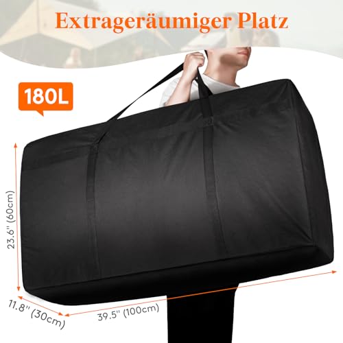 Lifewit 2 Stück 180L Extra große Aufbewahrungstasche, 600D Oxford Aufbewahrungstasche Heavy Duty Tragetasche mit verstärkten Griffen, Reisetasche, Umzugstasche, Schwarz,100 x 55 x 33CM