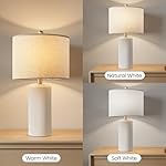 23" Ceramic Table Lamp Set of 2, 3-Level Dimmable Farmhouse Bedside Lamps for Bedroom, Nightstand Lamps for Living Room, Rustic End Table Desk Lamps with Rocker Switch, LED Bulb Included - Image 5