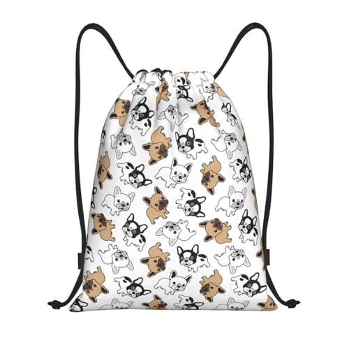 French Bulldog Drawstring Backpack Gym Bag Water Resistant Lightweight Sackpack Gift for Hiking Yoga Swimming Travel Beach Shopping
