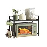 NETEL Soporte Extensible para microondas, Organizador de Cocina Ajustable en Altura, Estante para Cocina, 2 Niveles con 8...
