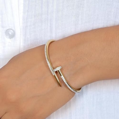 Image of Bamboo Pattern Bracelet for Women | Premium Gold Plated Cuff Bracelet | Minimalist Designer Jewellery for Daily & Party | Gift for Her