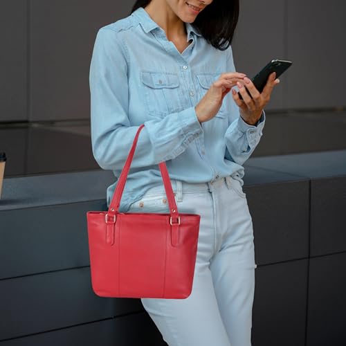 Image of Leather Purse For Women - Real Leather Tote For Women - Ladies Shoulder Handbag For Work, Travel, Casual Use
