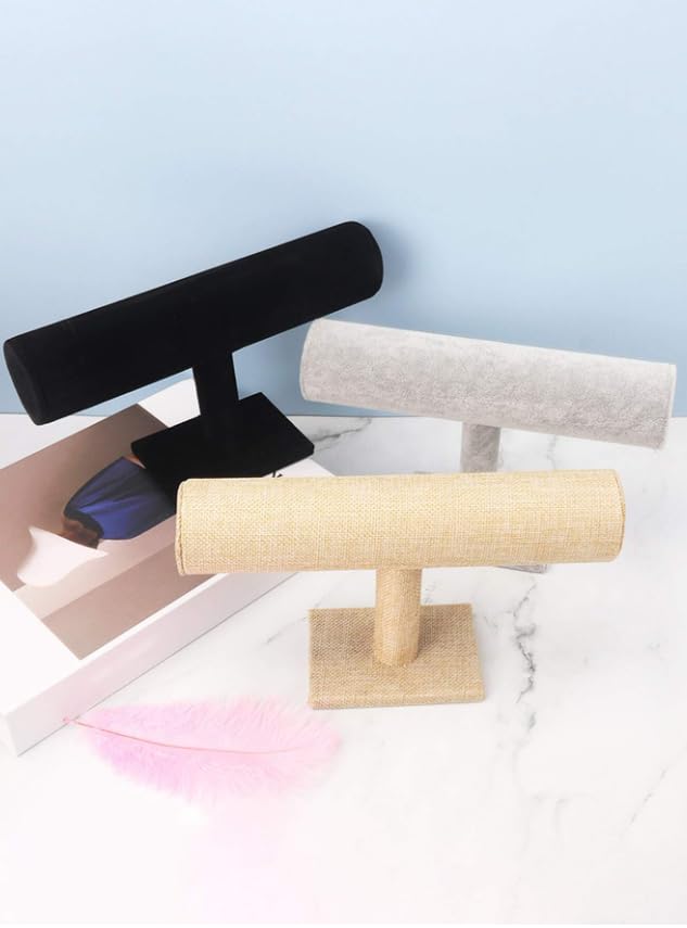 Image of Velvet 1 Roll T Black Finished Wooden Jewellery Display Stand