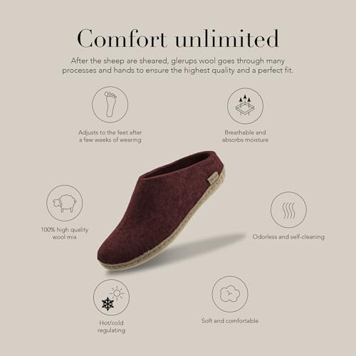 Image of Glerups 100% quality wool mix Slipper with leather sole - Unisex Slip-on