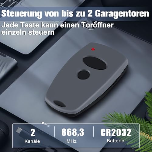 pepape 2 Stück Garagentor Handsender für Marantec Digital 302, 304, 382, 384, 313 868,3MHz, Kompatibel mit Marantec 868MHz Multi-Bit Fernbedienung
