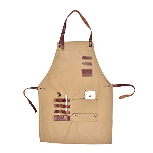 tablier Tablier d'outil Tableau ciré Toile de dessus Qualité véritable Tablier en cuir véritable Tablier de sangle de l'huile Resistant Resistant Resistant peintre jardinier travail uniforme