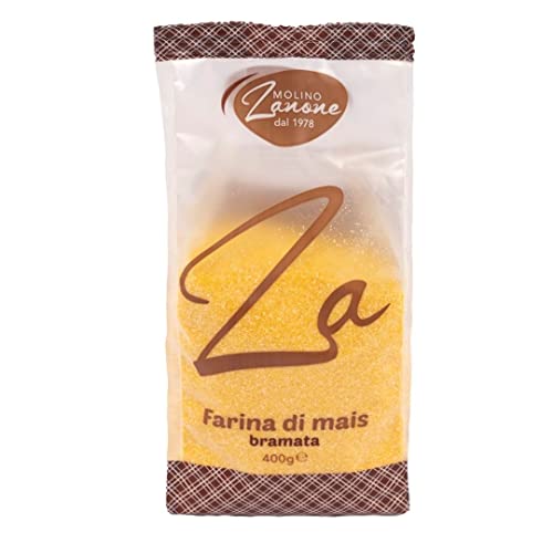 Molino Zanone Farina Di Mais Bramata Macinata Grana Grossa Ideale Per La Preparazione Della Polenta Gialla Ed Impanature Croccanti, Origine Italiana, 400g