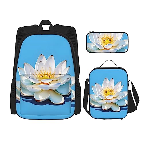 Ensemble sac à dos 3 pièces OdDdot léger et imperméable motif feuilles