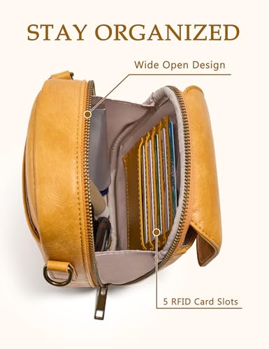 Image of Yarnic Small Crossbody Bag, Vegan Leather Cell Phone Purse for Women, Vintage Wallet Bag with Card Slots