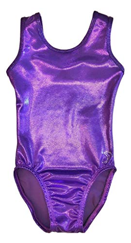 Sookie Active Metallic Sheen Classic Tank Leotard (Eggplant Purple, Youth 8-10)