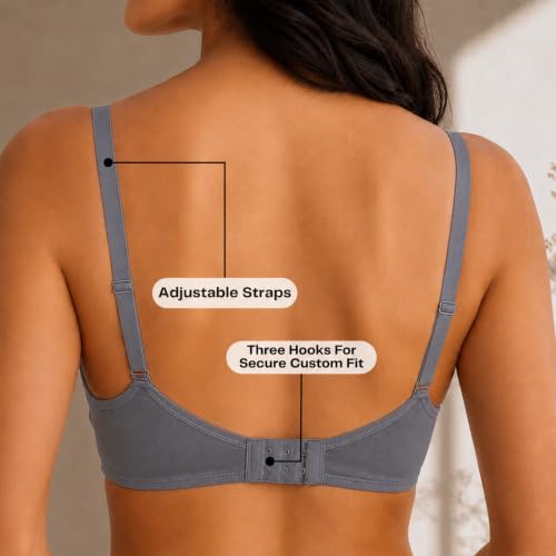 Image of INKURV Seamless Bra for Women Full Coverage | Cotton Hosiery T-Shirt Brassiere - Non Padded Wireless Lift for Everyday Wear| Moulded Cups for Chest Lifting- SAGE
