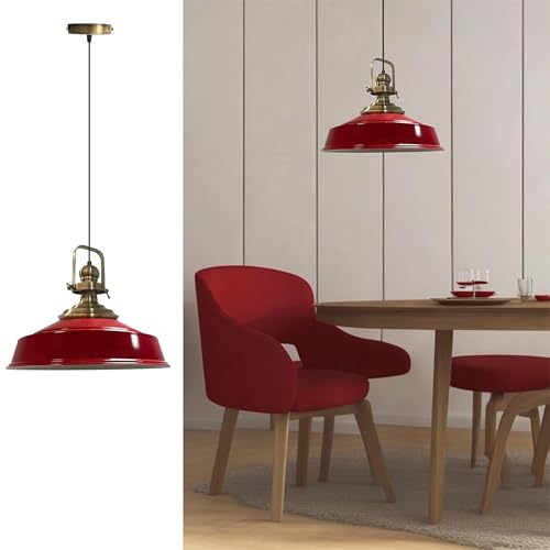 bamyum Asletl Antiguo Lampara Techo Colgante Metal 40 cm, Lamparas Cocina, Lampara Techo Dormitorio E27, Comedo, Salon, Lamparas Mesa Comedor para Niños y Adultas, Lámpara Colgante de Cocina Rojo