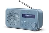 Shap DR-P420(BL) - Radio DAB+/DAB/FM compatta e portatile con streaming audio senza ﬁli Bluetooth e alimentazione tramite USB o batteria, colore blu