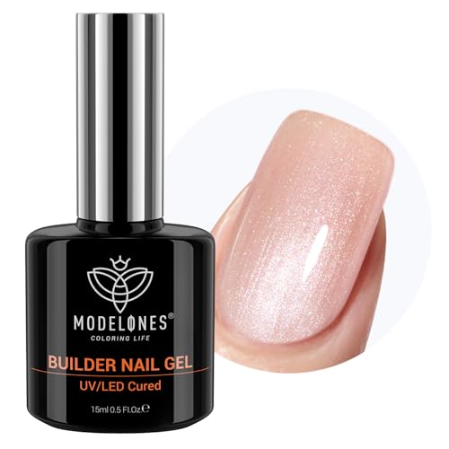 modelones Builder Nail Gel, 8-in-One Gold Shimmer Builder, Champagne