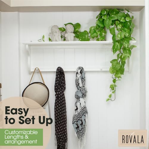ROVALA Silk Plants for Home Decor Indoor in Pot Realistic Artificial Plants Fake Hanging Plants Faux Plants Indoor Fake Potted Plants Fake Plants for Shelves Bathroom Plants, Fake Pothos (Light Green) - Image 5
