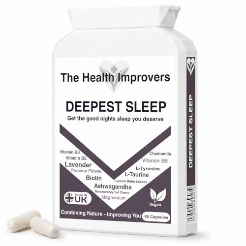 Deepest Sleep Natural Sleeping Aid Tablets for Adults with Magnesium for Sleep Ashwagandha Capsules Stress Anxiety Relief Supplement Herbal Help Sleeping Pills