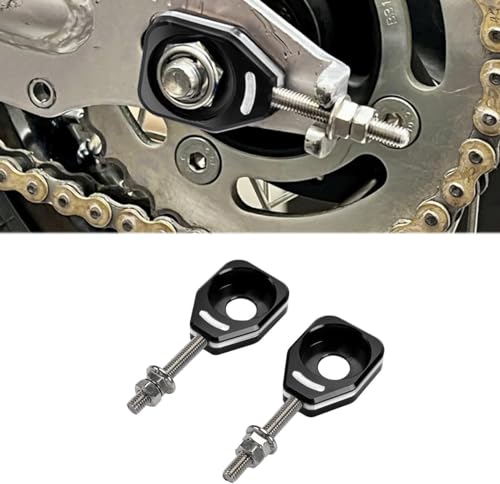 Canitu Black Rear Chain Adjusters,Motorcycle Billet Rear Axle Blocks Swingarm Spool Tensioner Tension Adjuster Accessories for Honda CRF110 2013-2024
