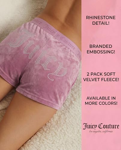 Image of Juicy Couture Women's Velvet Fleece Pajama Shorts, Designer Sleep and Lounge Shorts for Women