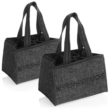 com-four® 2x Borsa per Bottiglia - Borsa in Feltro con Manici per Bevande - Portabevande in Feltro per 6 Bottiglie - Portabottiglie Pieghevole da 6 Pezzi per Bottiglie (02 pezzi - borsa da uomo)