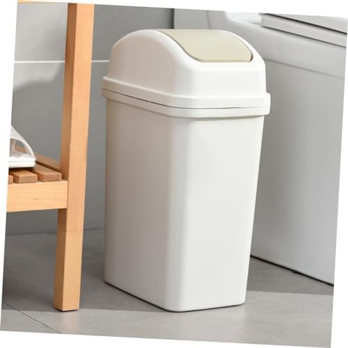 Caneca de basura blanca rectangular 6 L con tapa abatible miniatura 6
