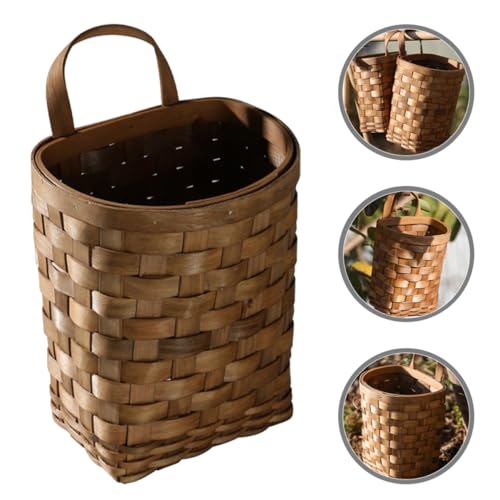 Cesta pequeña cesta tejida compacta de madera para flores y plantas secas 6