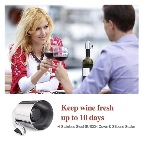 Tapón de vino al vacío de acero inoxidable para mantener la frescura intacta, pack de 2 4