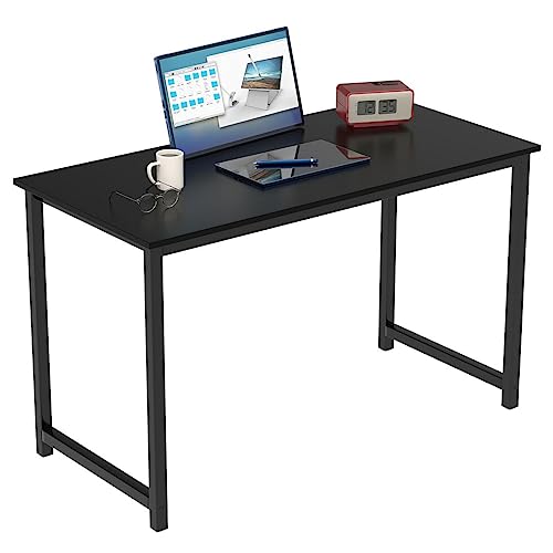 Halter Extra Long Computer Desk For Home Office, 47" Modern, Pc, Laptop Office Desk, For Gaming, Studying, Working Sturdy Writing Table And Crafting Table, Easy Assembly, Black Desk, Black Frame #TOP22