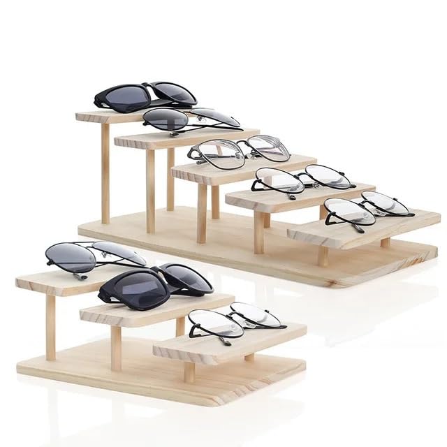 Soporte para Gafas de Sol Opciones de 2-5 Capas Gafas de Sol de Madera Soporte ensamblable de Alto Nivel Expositor de Gafas Soporte de joyería Expositor de Gafas Exclusivo Expositor de Venta(Medio)