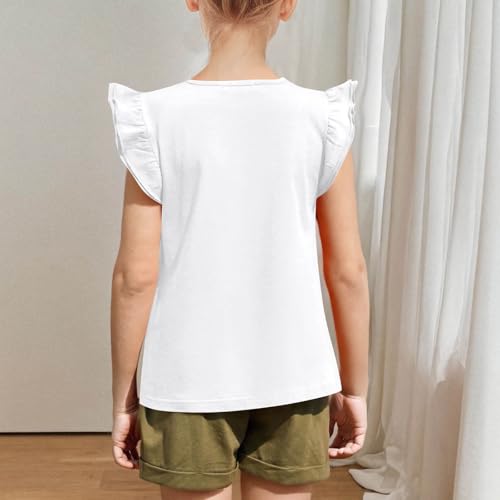 Girls Tiered Ruffles Sleeve T Shirts Solid Cute Summer Casual Tshirts Tops Kids Crew Neck Soft Comfy Tees Outfits3