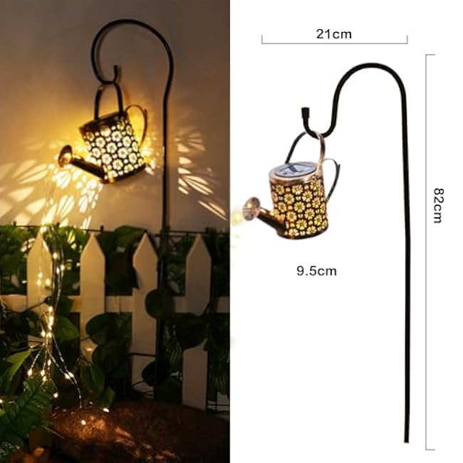 Solar Watering Can with Lights - Outdoor Garden Decor, Waterproof Hanging Lantern Landscape Light for Yard, Patio, Pathway - Solar Lights Outdoor (B)