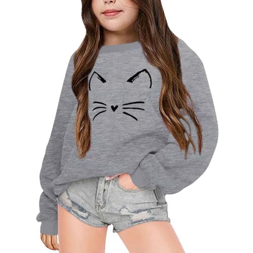 Generisch Niños Otoño e Invierno Manga Larga Moda Estampado Cuello Redondo Sudadera con Capucha Para Niños Y Niñas Plus Abrigo con Capucha de Forro Polar Cálido E Chica Ropa Adolescentes Negro, gris