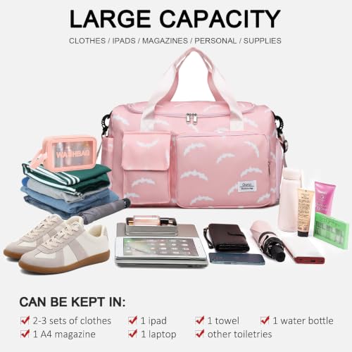 Image of Small Gym Bag for Women, Travel Duffle Bag Carry On Weekender Bag with Shoe Compartment