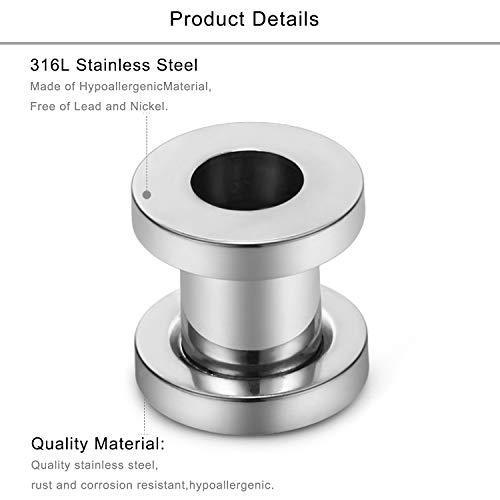 Lcolyoli Screw Fit Ear Gauges Kit Surgical Steel Tunnel Expander Earrings Earlobe Plugs Body Piercing Jewelry Set for Women Men 14G-00G 12 Pieces2