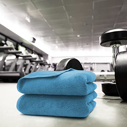 Image of Sassoon Microfiber Gym Towel (Set of 2, Teal) in 450 GSM for Men & Women Super Soft Towel, Fast Drying & Light Weight Ultra Absorbent Sports Towels, Use for Body and Face During Work & Travel