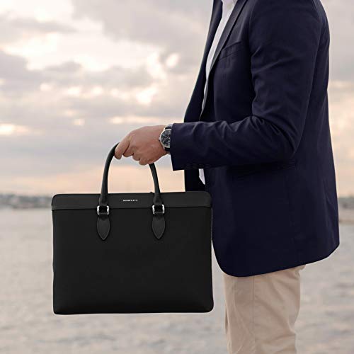 Image of Maverick & Co. Alpha Slim Nylon & Saffiano Leather Briefcase - Lightweight Business Laptop Bag, Fits 16 inch Laptop