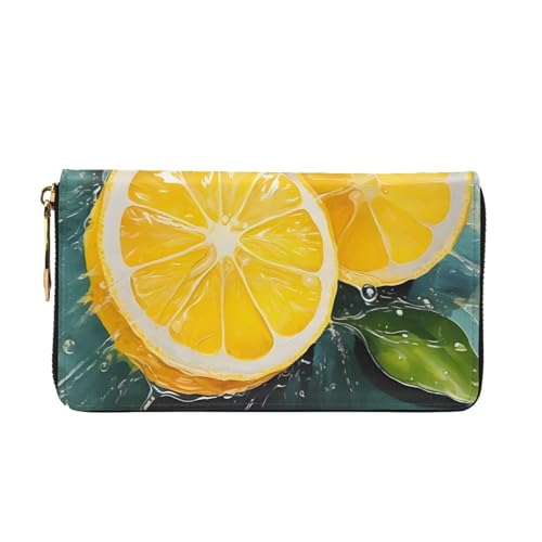 Yellow Lemon Long Leather Wallet,Large Capacity Soft Pu Leather Purse For Women With Multiple Card Slots Phone Pocket And Zipper Coin Purse Stylish Phone Card Holder Clutch2