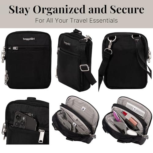 Image of Baggallini Securtex Anti-theft Mini Everything Crossbody Bag, 6.3 inchx8.25 inch Rfid, Locking Zippers & Cut-resistant Strap