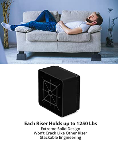 Utopia Bedding Bed Risers 2 Inch - Pack Of 4 - Furniture Risers With Anti Slip Foam & Rubber Pad - Stackable Bed Lifts Risers Heavy Duty For Sofa, Bed, Table, Couch & Chair (Black) #TOP2