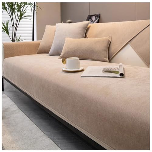 SPXMQSS Funda Sofa Chaise Long, Funda para Sofa, Fundas Antideslizantes para Sofá de 1/2/3/4 Plazas Chenille Súper Suave Funda De Sofá Universal Protector para Sofa E 90x160cm