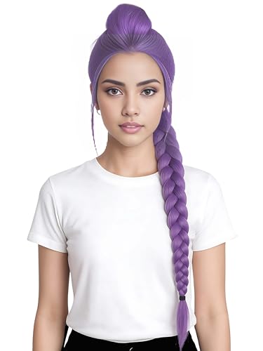 demon costume rumi wigs cosplay anime mira zoey costume wigs for women men purple braid wig halloween cosplay props