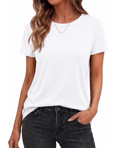 TNNZEET White Shirt Womens - Short Sleeve Spring Summer Casual Tshirts Baisc Tees Fashion Beach Vacation Clothes 2026