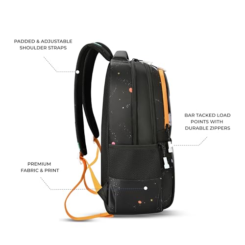 Image of Gear Floating Astronaut 3 Compartment Backpack 19 inch /33L Large Water Resistant School Bag /Casual 3 Compartment Backpack /Daypack /Kids Bag for Boys /Girls (Black-Yellow)